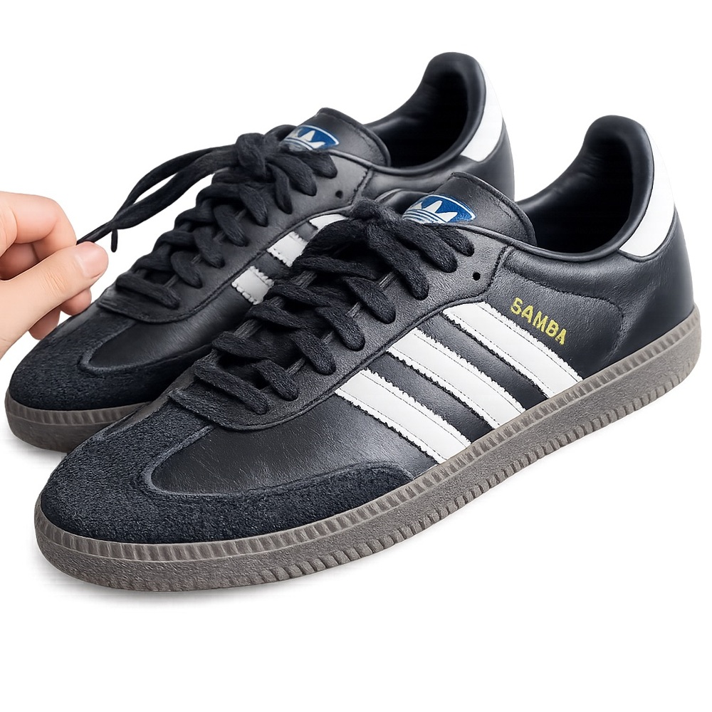 adidas Black & White Samba Leather Sneakers